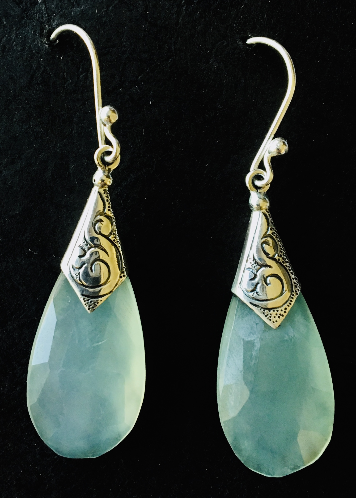 Sterling Silver & Faceted Green Chalcedony Earrings – Season Enterprises