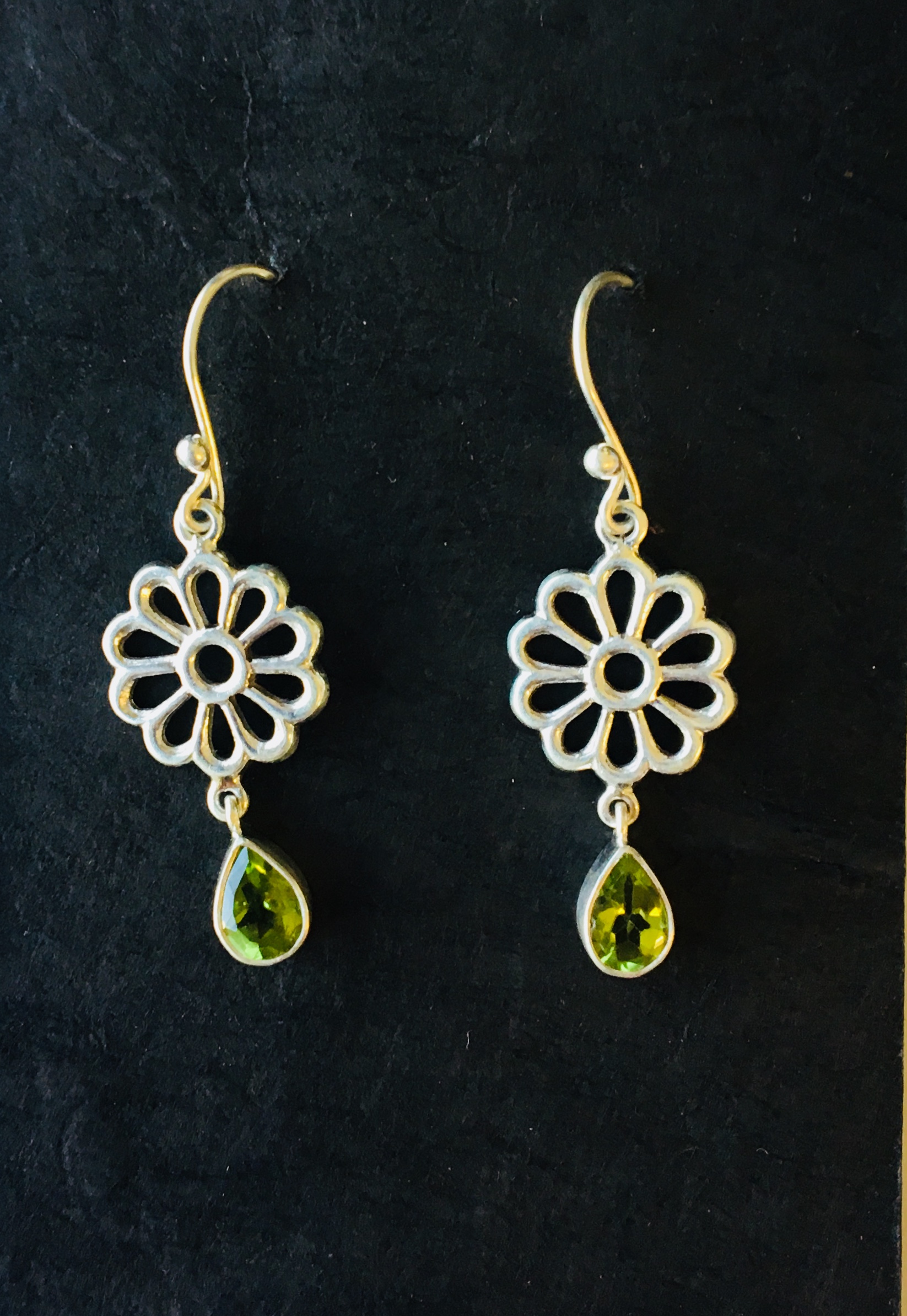 Genuine Sterling Silver Peridot Earrings – Designer Sterling Silver