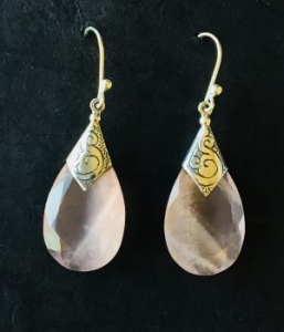 Sterling Silver & Faceted Rose Quartz Earrings