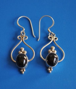 Sterling Silver & Black Star Earrings