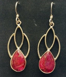 Sterling Silver & Faceted Ruby Earrings