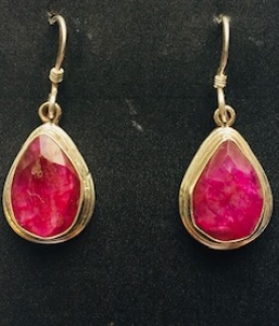 Sterling Silver & Ruby Earrings