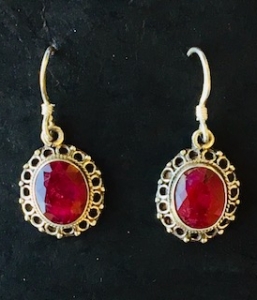 Sterling Silver & Ruby Earrings